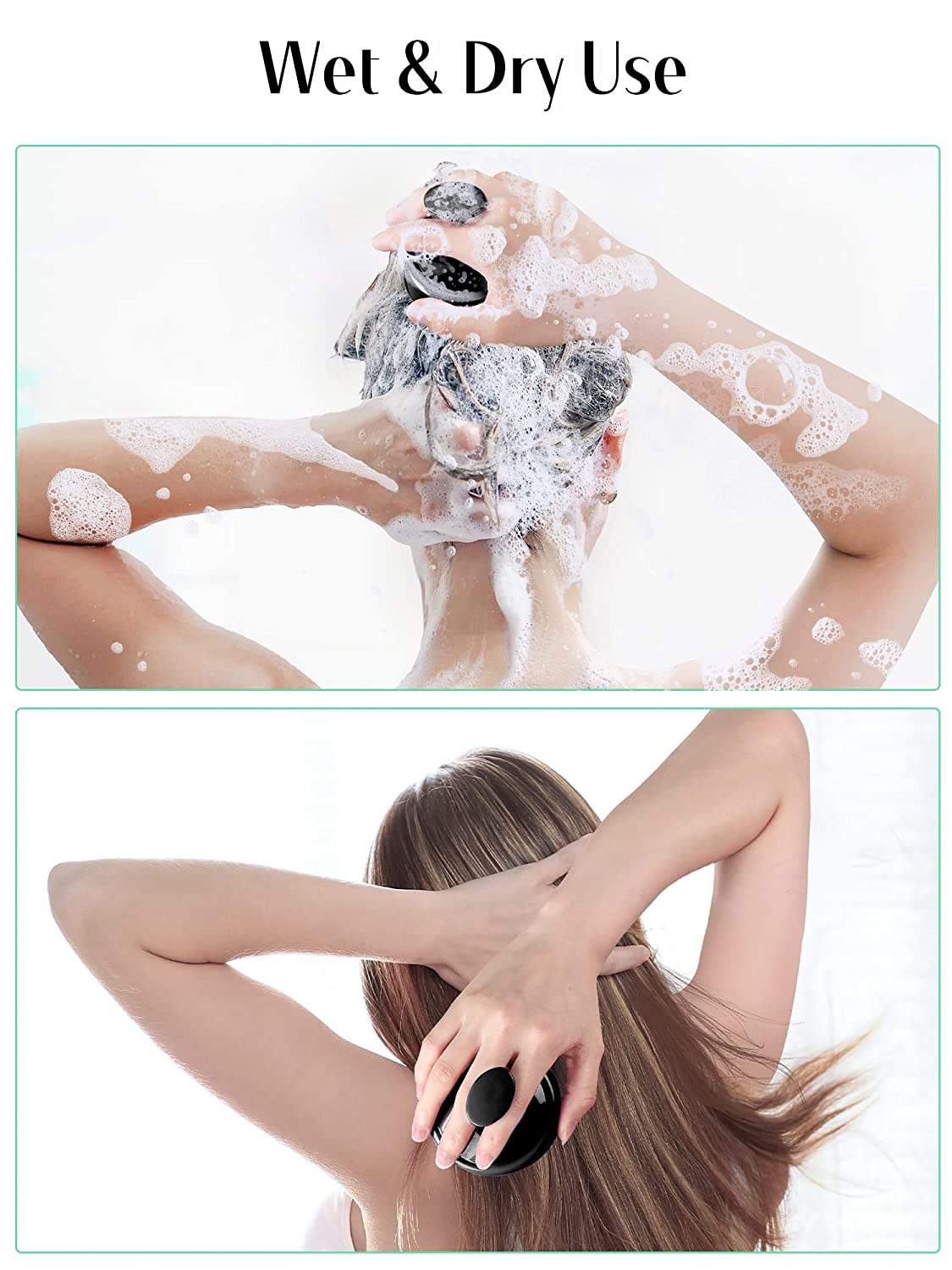 Scalp Massager Hair Growth, Soft Silicone Scalp Scrubber Shampoo Brush for Exfoliation, Dandruff Removal Head Massage Stress Relax, Wet & Dry Use for Thick Thin Curly Hair Care, Black