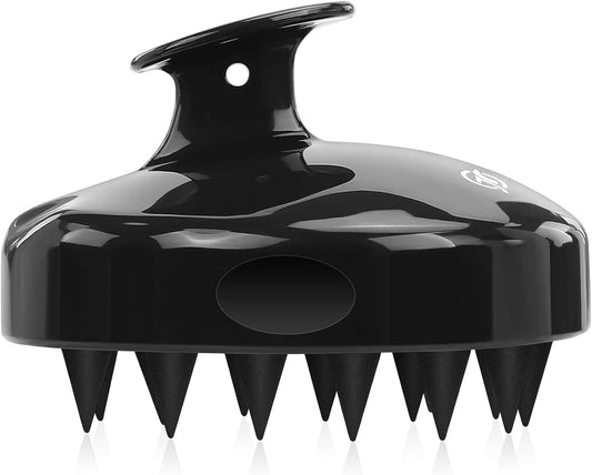 Scalp Massager Hair Growth, Scalp Scrubber Shampoo Brush with Soft Silicone Bristles for Dandruff Removal and Hair Care, Wet & Dry Hair Massager Scalp Exfoliator for All Hair Types, Black